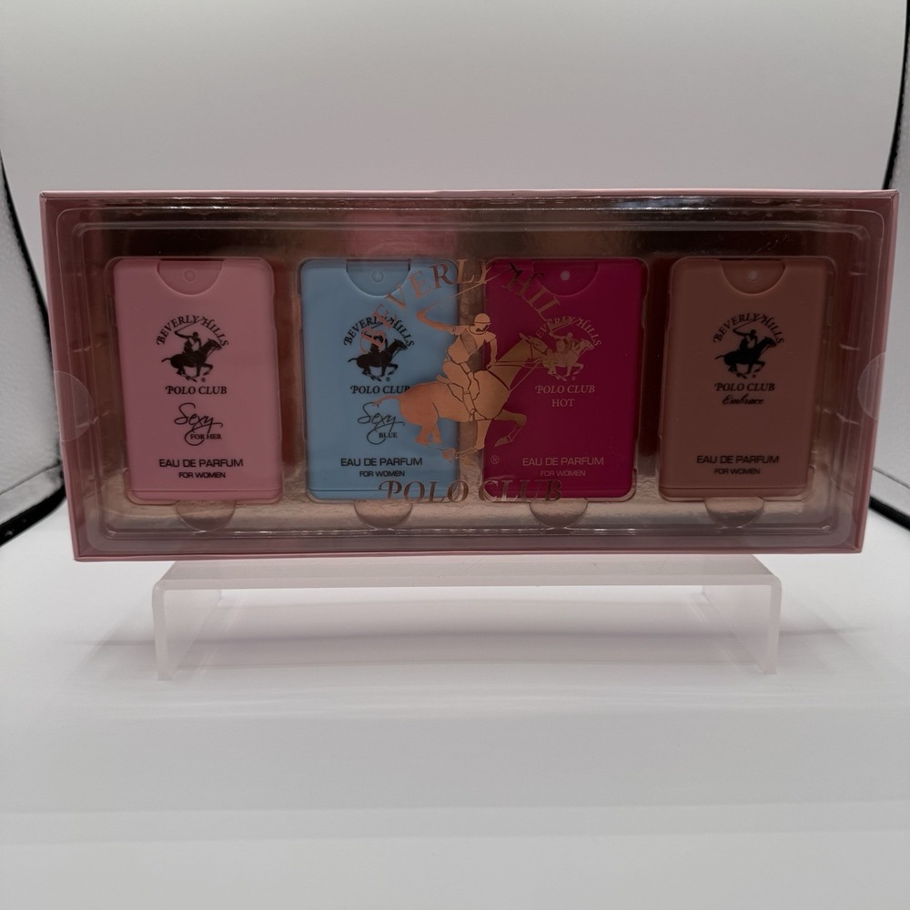 Beverly Hills Polo Club Womens Pocket Fragrance 4‎ Set Travel, Sexy, Hot, Blue